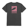 Back pink logo graphic on surfrider tee.