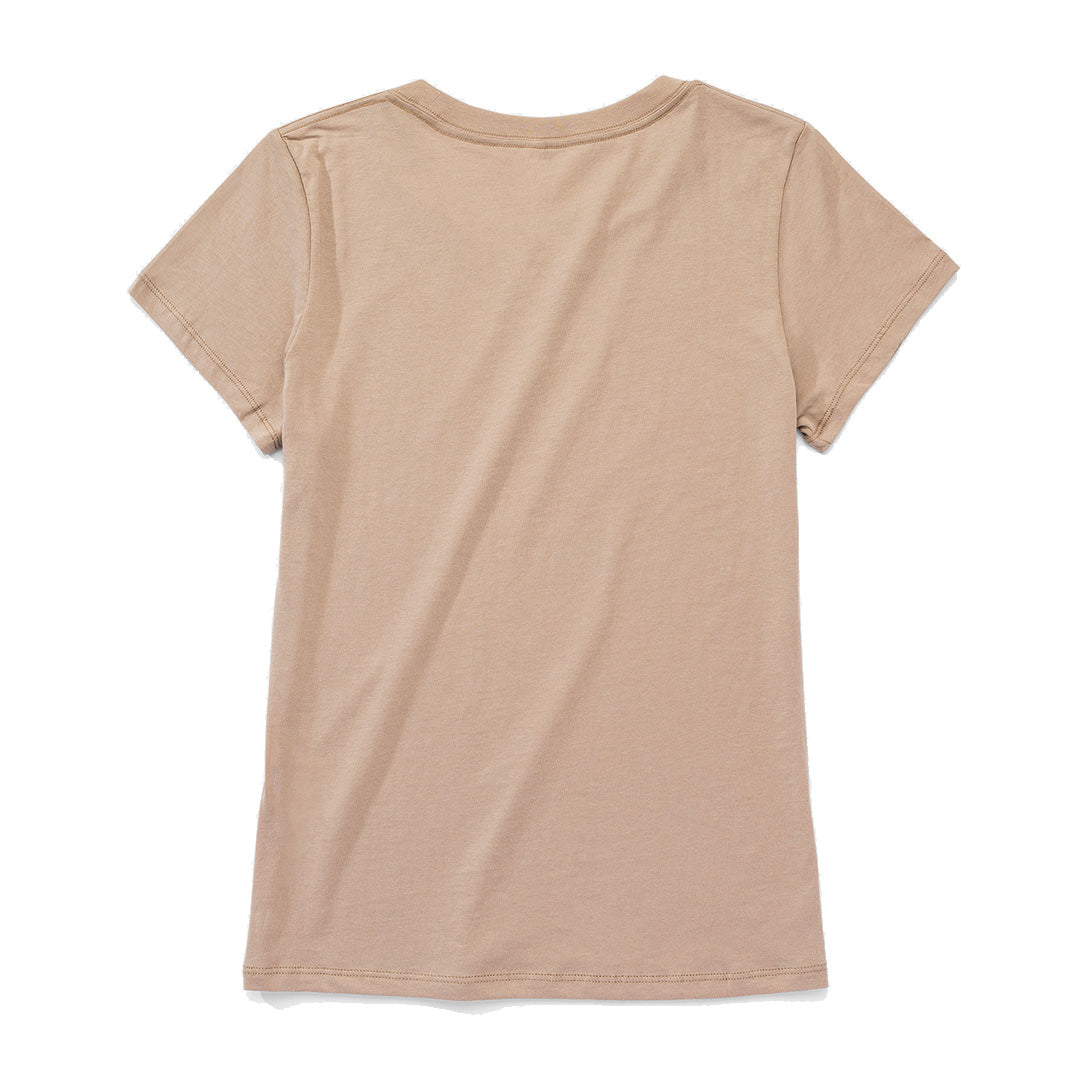 Back view of beige Save your surf womens graphic tee. 