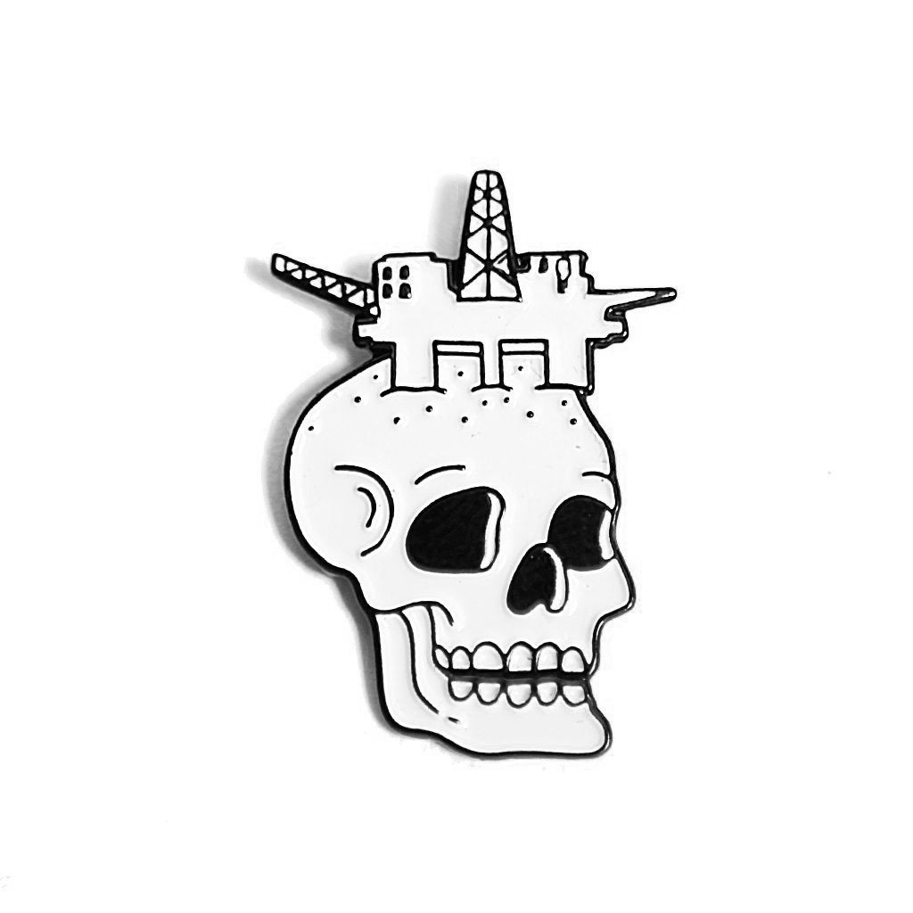 #DrillingIsKilling Skull Enamel Pin