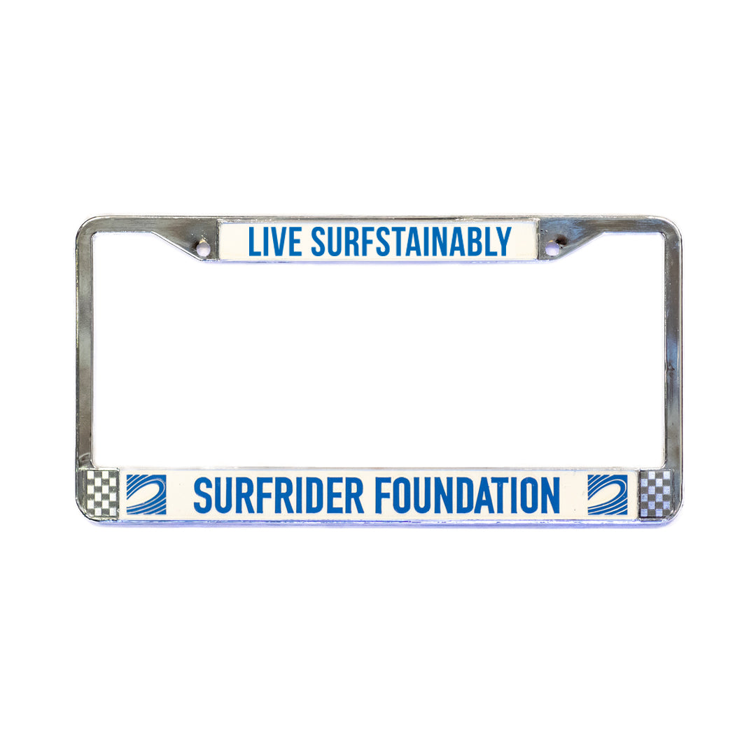 Live Surfstainably Chrome License Plate Frame