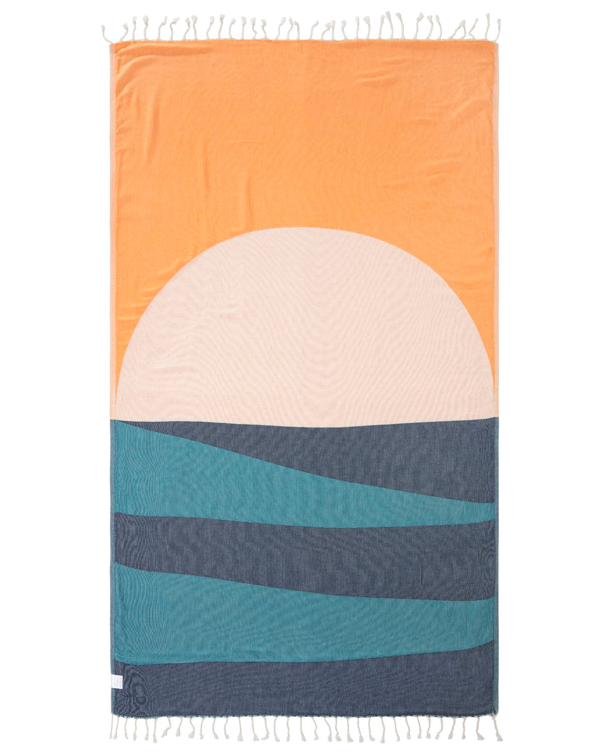 Front view of sand cloud geo sunset towel. 